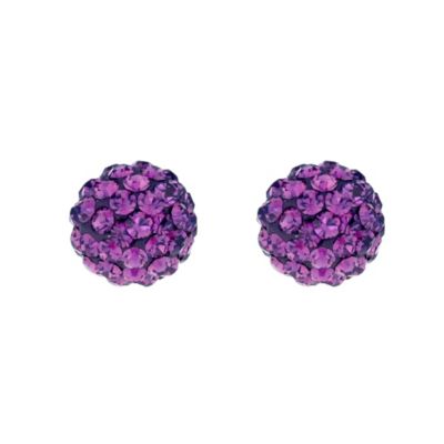 Silver and amethyst crystal ball stud earrings - Product number 8857997