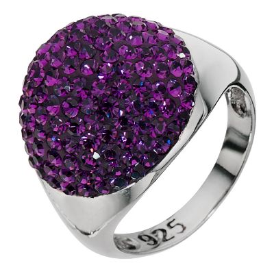 Silver round amethyst crystal ring - Product number 8858098