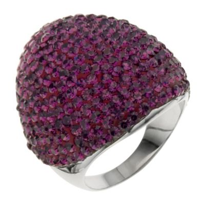 Silver large amethyst crystal ring.