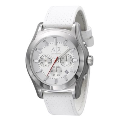 Men's Armani Exchange White Strap Watch