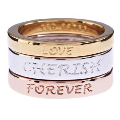 Ted Baker three colour slogan ring stack