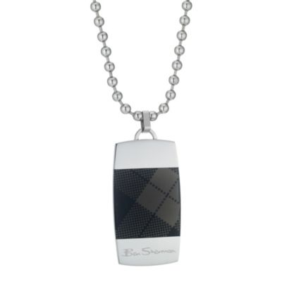 Ben Sherman Stainless Steel Black Check Dog Tag Necklace - Product number 8877890