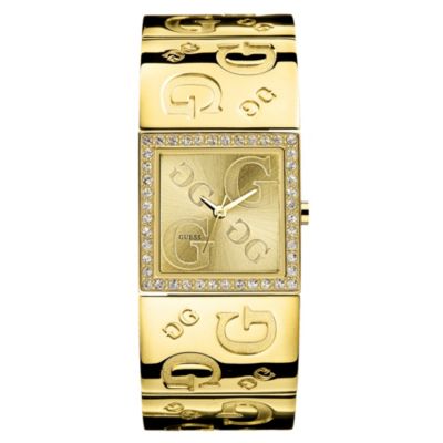 Ladies' Guess Gold Stone Set Bangle Watch - Product number 8878684