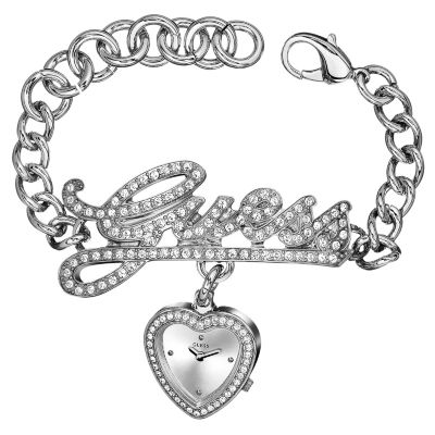 Ladies' Guess Silver Heart Bracelet Watch - Product number 8878706