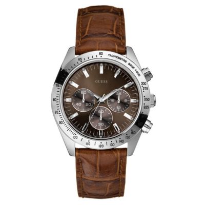 Men's Guess Brown Leather Strap Watch - Product number 8879052
