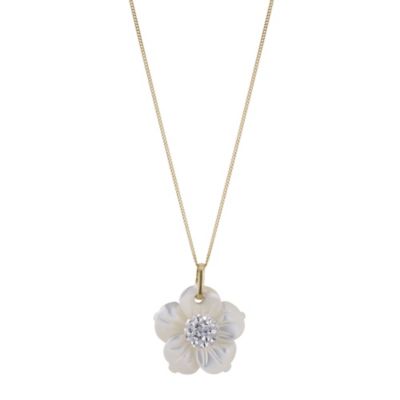 9ct Yellow Gold Mother of Pearl Flower