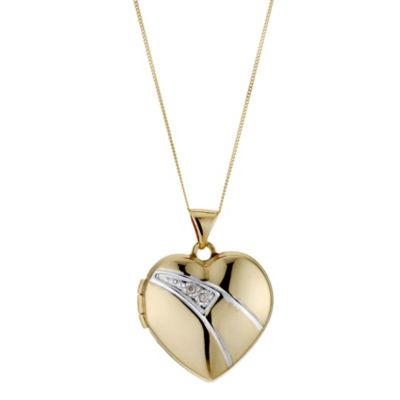 9ct Yellow Gold Diamond Locket Necklace