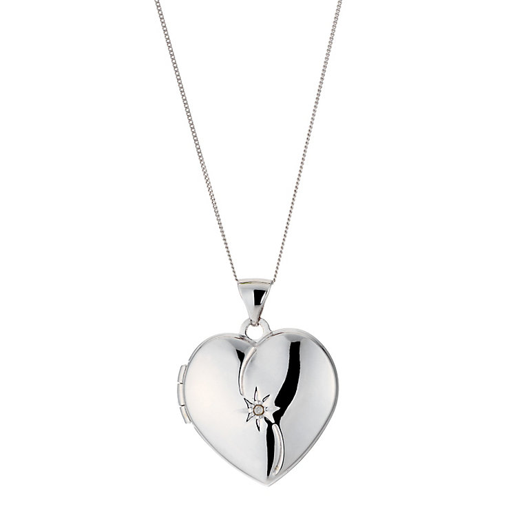 9ct White Gold Diamond Locket Necklace - Product number 8882711