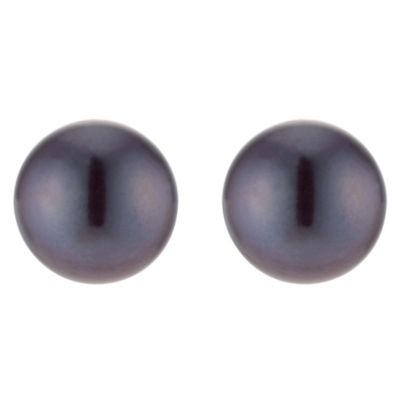 H Samuel Sterling Silver Grey Fresh Water Pearl Studs