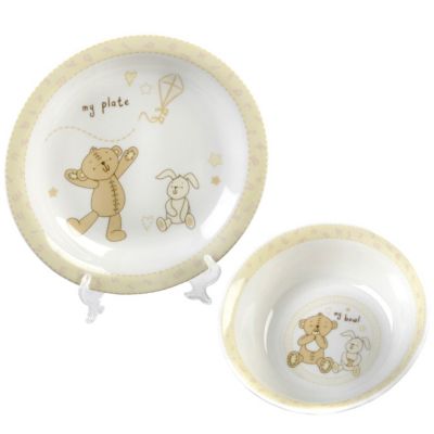 Button Corner Bowl Plate Set