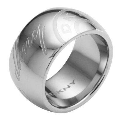 DKNY silver semi circle logo ring