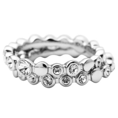 DKNY silver stone set stacker rings