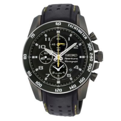 Seiko men's black ion plated chronograph watch - Product number 8895236