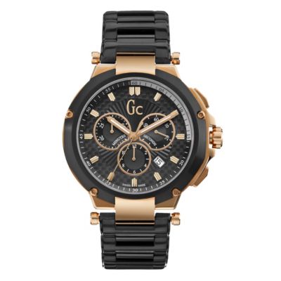 Gc men's rose gold plated & black bracelet watch - Product number 8895856