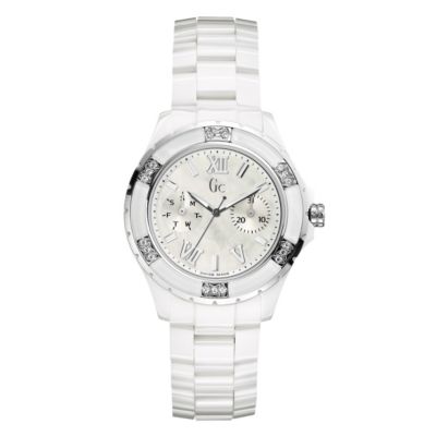 Gc ladies' diamond & white ceramic bracelet watch - Product number 8895864