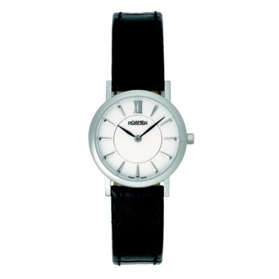 Roamer ladies' black strap white dial watch Ernest Jones