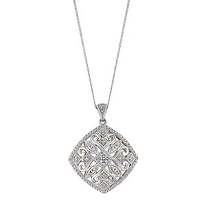 Sterling Silver Diamond Shaped Locket Necklace