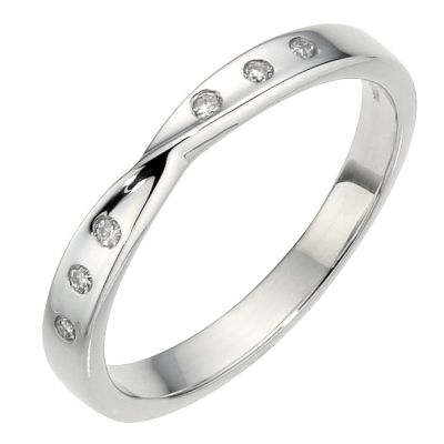 9ct White Gold Diamond Twist Band