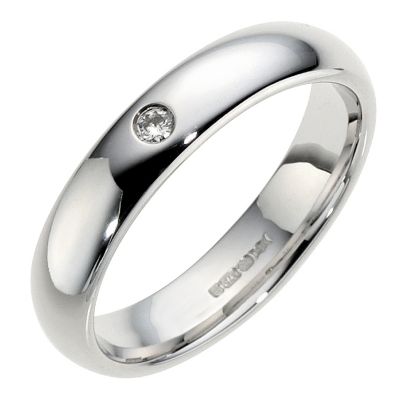 9ct White Gold Diamond Court Ring 4mm
