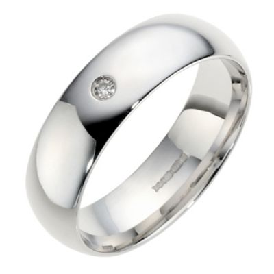 9ct White Gold Diamond Court Ring 6mm