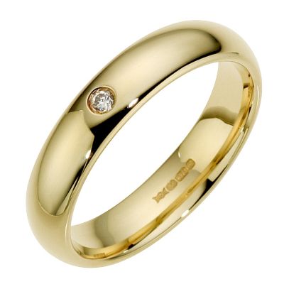9ct Yellow Gold Diamond Court Ring 4mm