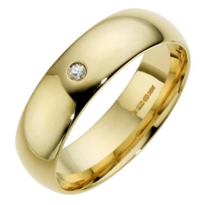 9ct Yellow Gold Diamond Court Ring 6mm