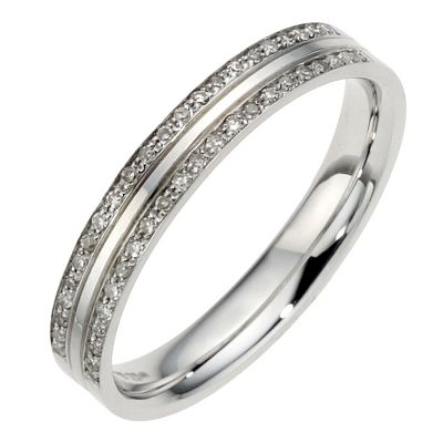 9ct White Gold 2 Row Pave Diamond Ring 3mm - Product number 8911770