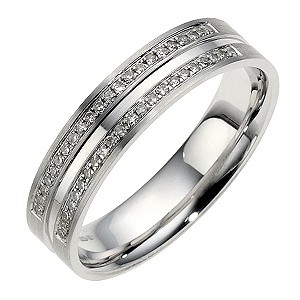 9ct White Gold 2 Row Pave Diamond Ring 5mm9ct White Gold 2 Row Pave Diamond Ring 5mm