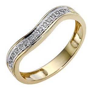 9ct Yellow Gold & Diamond Shaped Band