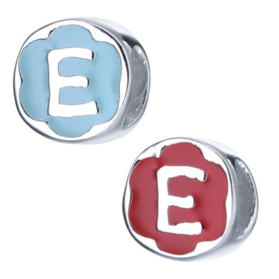 Childrens Sterling Silver Enamel Letter E