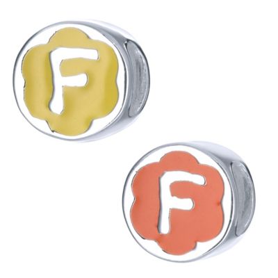 Childrens Sterling Silver Enamel Letter F