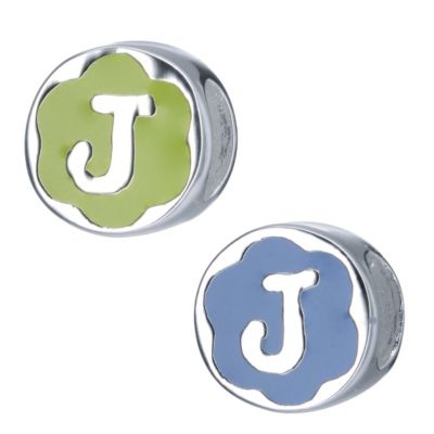 Little Princess Childrens Sterling Silver Enamel Letter J