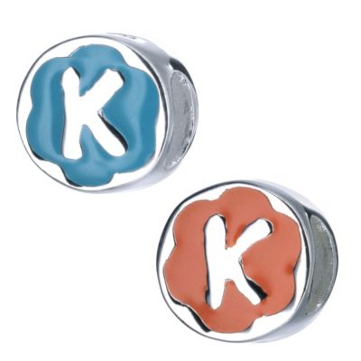 Little Princess Childrens Sterling Silver Enamel Letter K