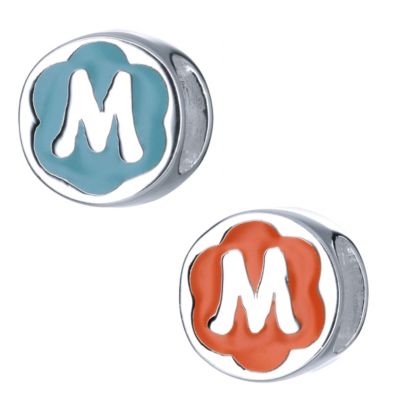 Childrens Sterling Silver Enamel Letter M