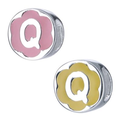 Childrens Sterling Silver Enamel Letter Q