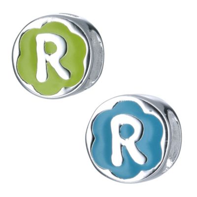 Childrens Sterling Silver Enamel Letter R