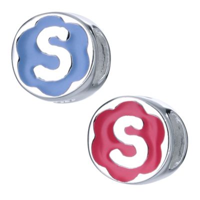 Childrens Sterling Silver Enamel Letter S