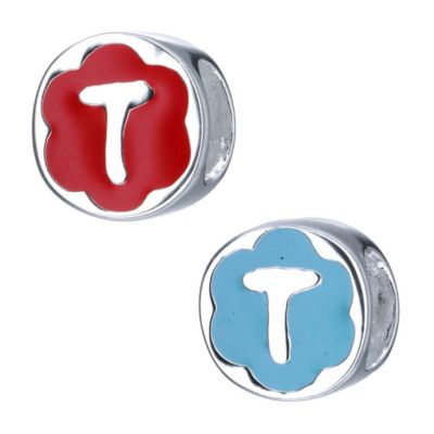 Childrens Sterling Silver Enamel Letter T