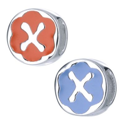 H Samuel Childrens Sterling Silver Enamel Letter X