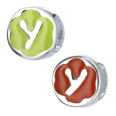 H Samuel Childrens Sterling Silver Enamel Letter Y