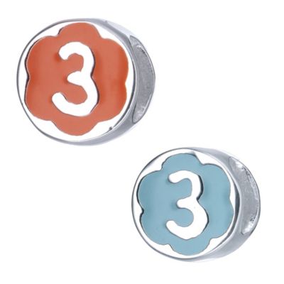 Childrens Sterling Silver Enamel Number 3