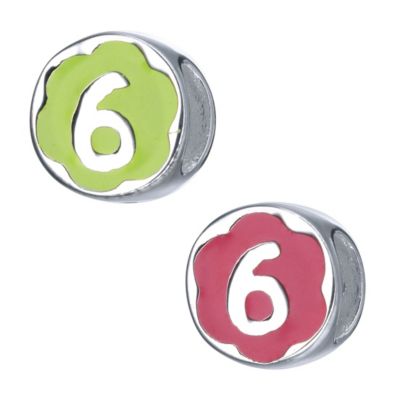 Little Princess Childrens Sterling Silver Enamel Number 6