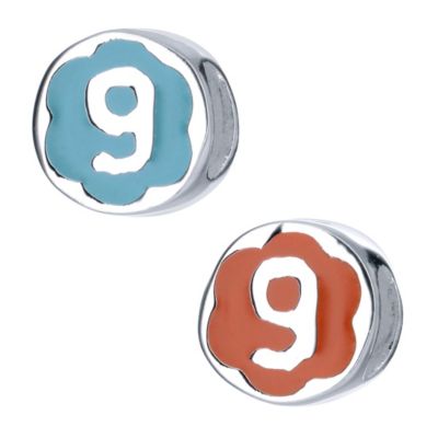 Childrens Sterling Silver Enamel Number 9