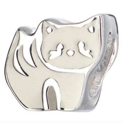 Little Princess Childrens Sterling Silver Enamel Cat Bead