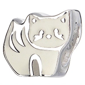 Childrens Sterling Silver Enamel Cat Bead