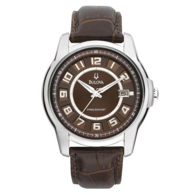 Men's Bulova Brown Leather Strap Watch