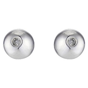 Sterling Silver Diamond Ball Stud Earrings
