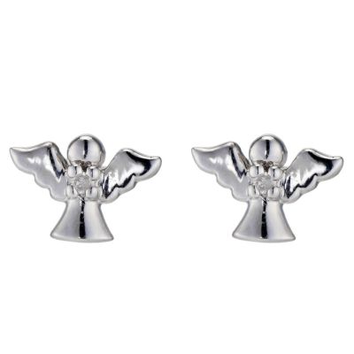 Silver Diamond Angel Studs