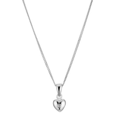 Sterling Silver Diamond Heart Pendant