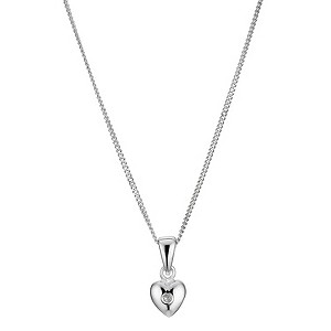 Children's Silver Diamond Heart Pendant